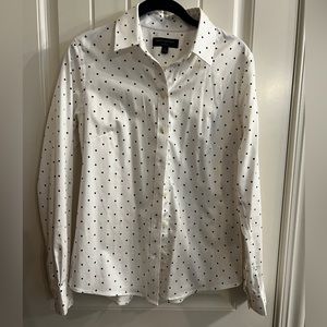 Banana Republic dress shirt, size 6, white with black polka dot